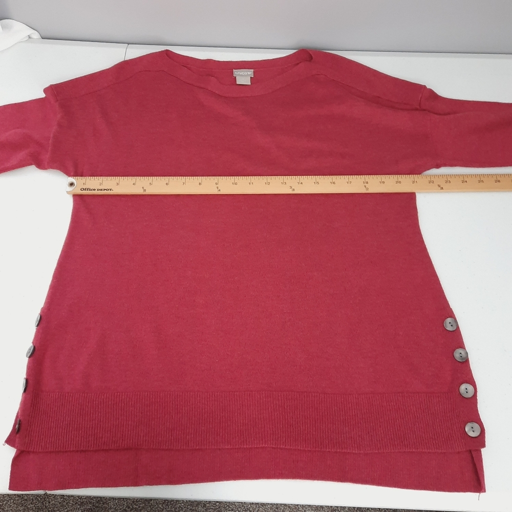 Chico's Raspberry Red Lightweight Knit Sweater - Picture 7 of 10